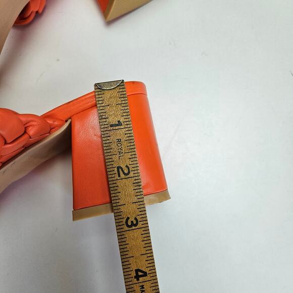 WeeBoo Puff Braided Square Toe Sandals Heels 7.5 Orange Chunky - Picture 9 of 9